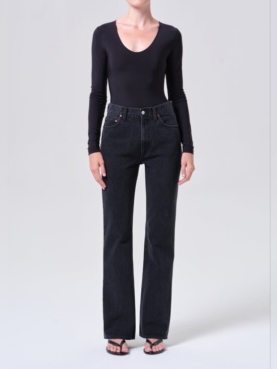 Agolde Denim - AGOLDE‎ Leena Mid Rise Baby Flare Jeans In FORECAST